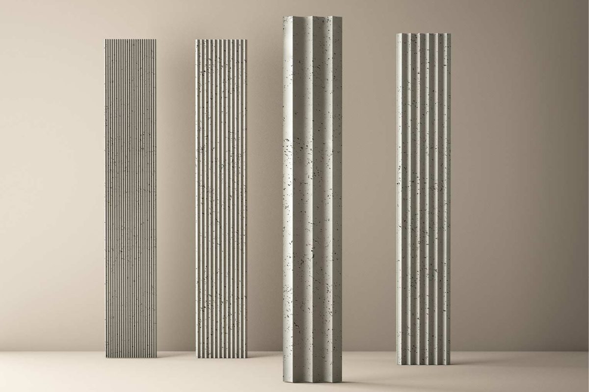 Paneles decorativos 3d cemento ALMA y cuatro tamaños de relieve