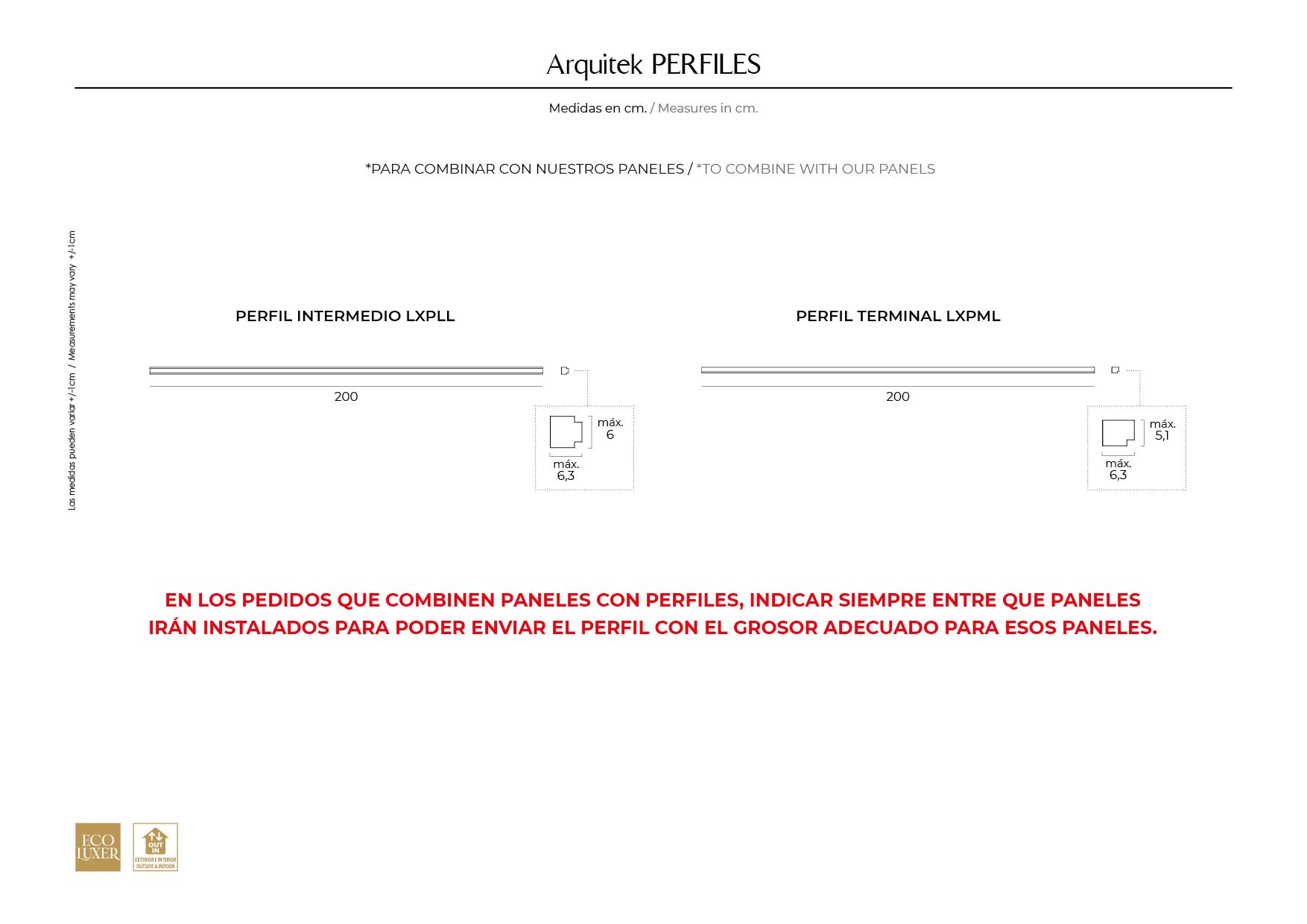 Ficha técnica perfiles separadores para paneles decorativos